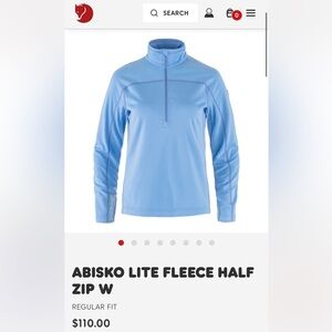 Fjallraven Abisko Lite Fleece Half Zip. Small. Ultramarine. NWOT.